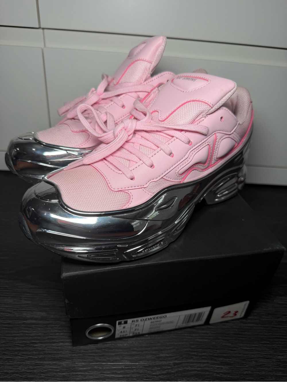 ADDIDAS X RAF
Pink & Silver Runner Sneakers - Picture 2 of 8